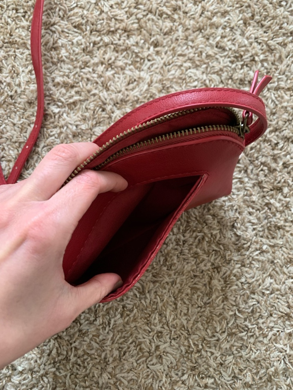 Universal Thread Cherry Red Faux Leather Crossbody Long Strap Mini Bag - Picture 3 of 7